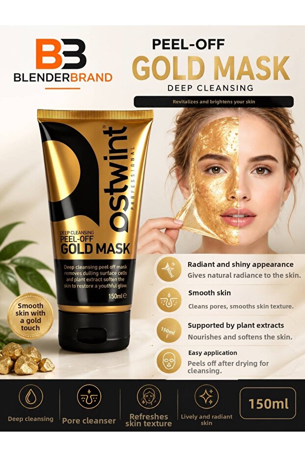 Professional Peeling Gel, Peelable Gold Mask 150ml Brightening, Revitalizing, Smoothing