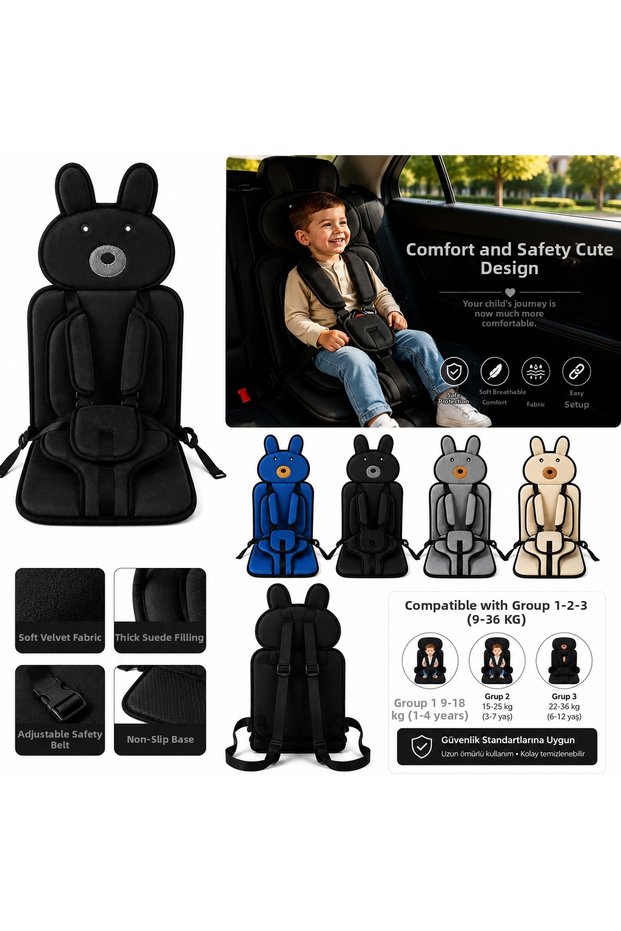Baby Child Car Seat Support Cushion with Safety Belt