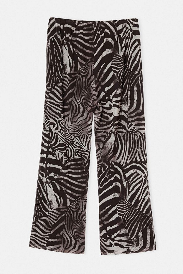 Çok Renkli Zebra Desenli Tül Rahat Örme Büyük Beden Pantolon TBBSS26AR00041 - 6