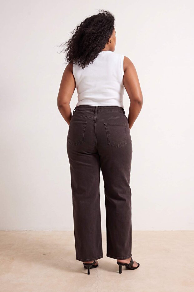 Kahverengi Yüksek Bel Orta Esnek Wide Leg Palazzo Jeans TBBSS26CJ00058 - 4