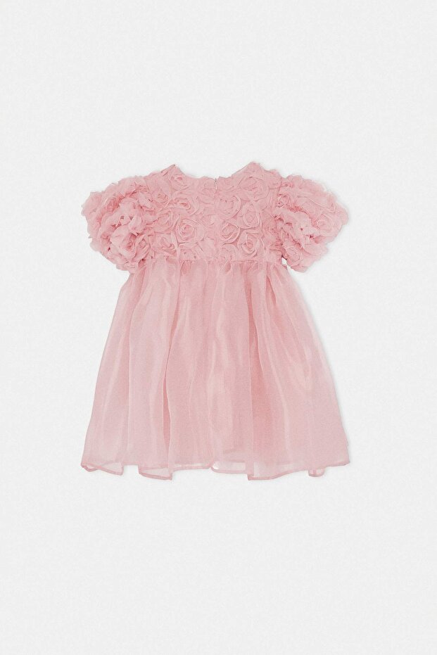 Pembe Midi Çizgili Kız Çocuk Tütü Dokuma Elbise TKDSS26EL00043 - 9