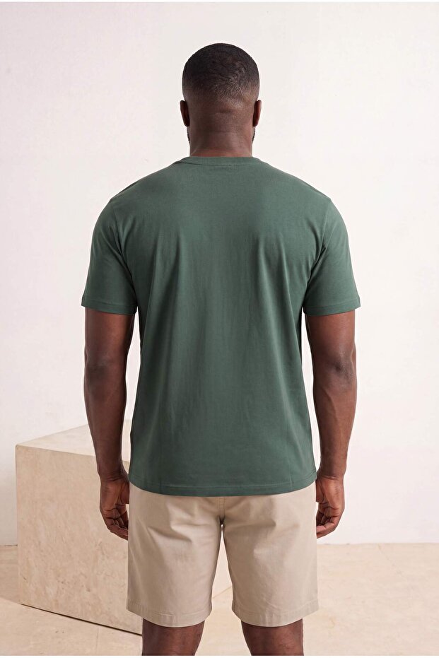 Kahverengi-Yeşil Büyük Beden 2'li Paket Regular/Normal Kesim T-Shirt TMNSS24BF00002 - 5