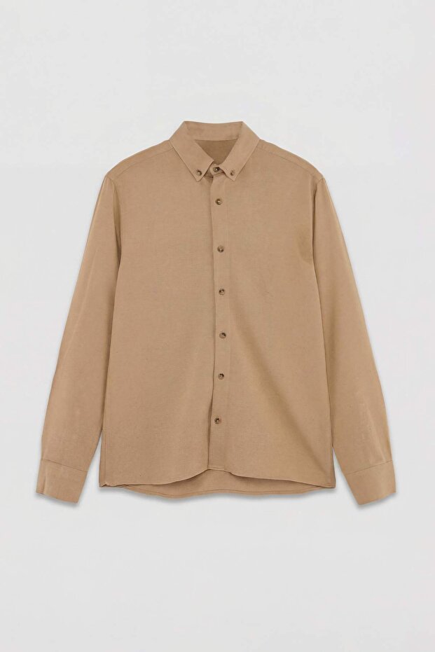 Camel Normal Kalıp/Regular Fit Terletmez Kırışmaz Erkek Gömlek TMNSS26GO00044 - 4