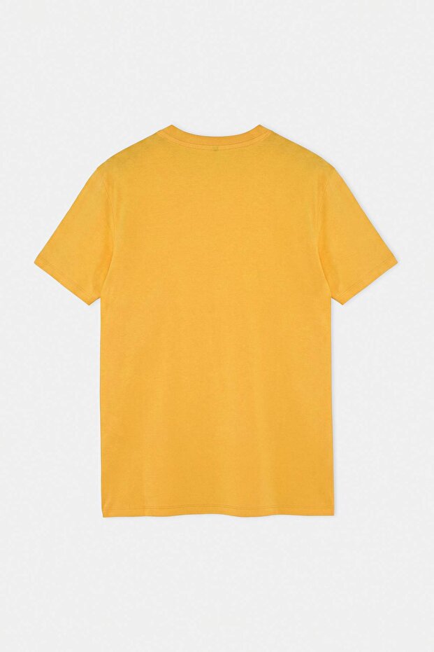 Sarı Düşük Omuz Regular Kalıp Yeşil Şerit Detaylı %100 Pamuk T-Shirt TMNSS26TS00078 - 9