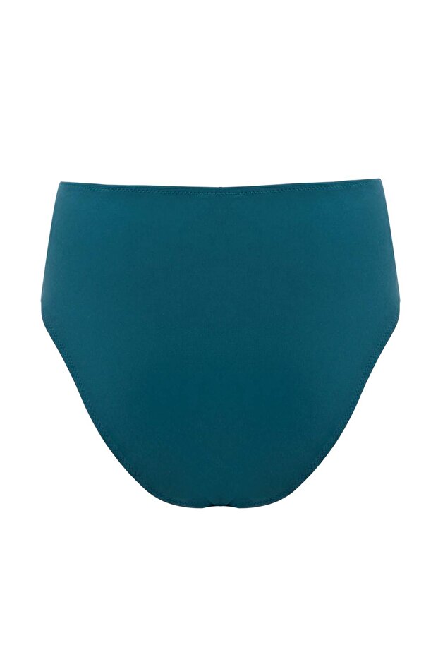 Petrol Yüksek Bel Drapeli Regular Bikini Altı TBESS25BA00001 - 6