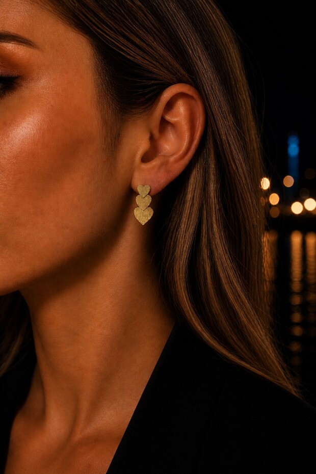 Gold Color Heart Steel Women's Earrings