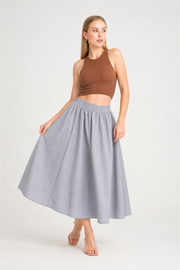 Parachute Fabric Gray Loose Cut Women's Skirt