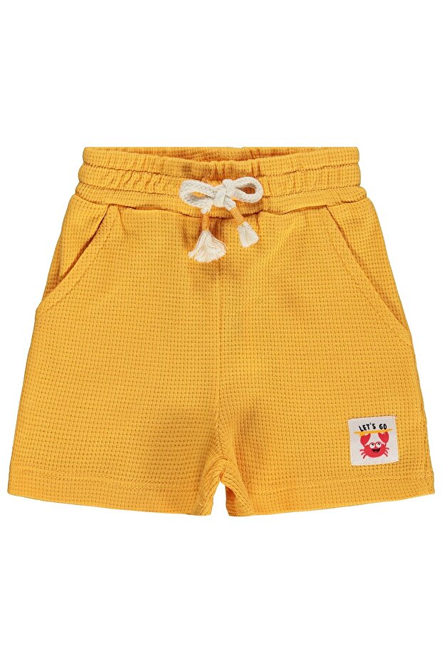 Waffle 3-12 Months Shorts - Mustard