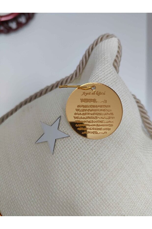 Mirrored Plexiglass with Ayetel Kürsi Written on the Collar Pin for Baby Newborn (Gelatin Protected) - Tysysh0511