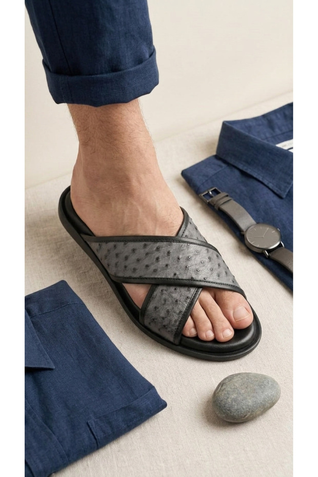 Genuine Leather Summer Orthopedic Men's Slippers