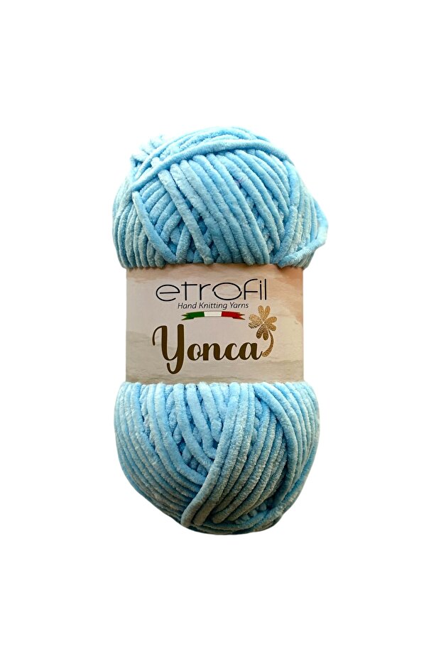 Yonca Baby Velvet Knitting Yarn Bead Blue 100% Polyester 100g 120m (70518)