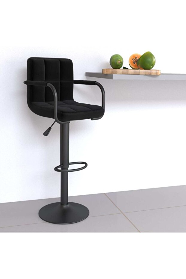 Scaun de bar, negru, material textil - 1