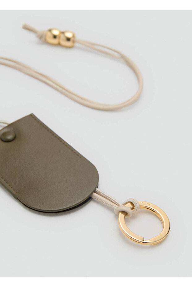Ball Detailed Leather Look Keychain