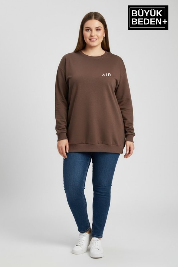 Women's Large Size Ar Printed Collar Sleeves Skirt Ribana Bisilet Collar Slim Sweatshirt Spr26Bswk956-1