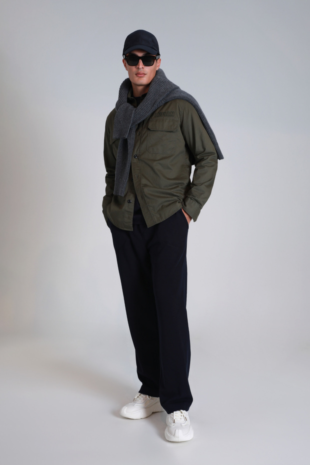 Lara Erkek Basic Gömlek Slim Fit Haki - 4