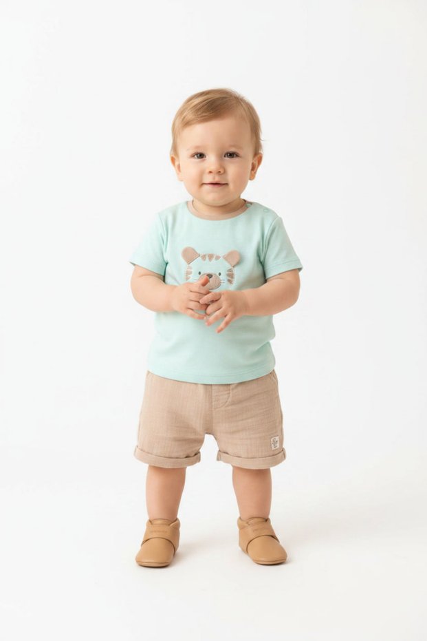 Baby Boy Summer Set with Shorts Tiger Embroidery 3-18 Months