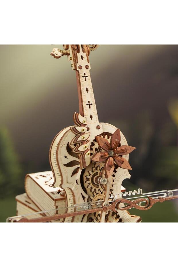 AMK63 Çello Müzik Kutusu (Magic Cello) Music Box DIY Mechanical 3D Wooden Puzzle Maket Model Se - 3