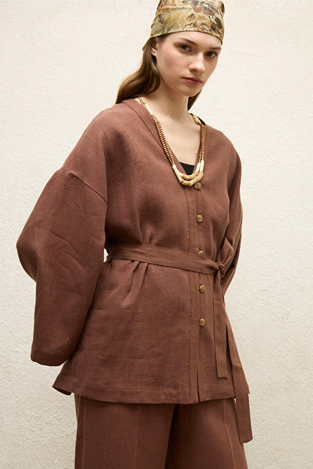 Buttoned Linen Shirt Tree Bark - 3