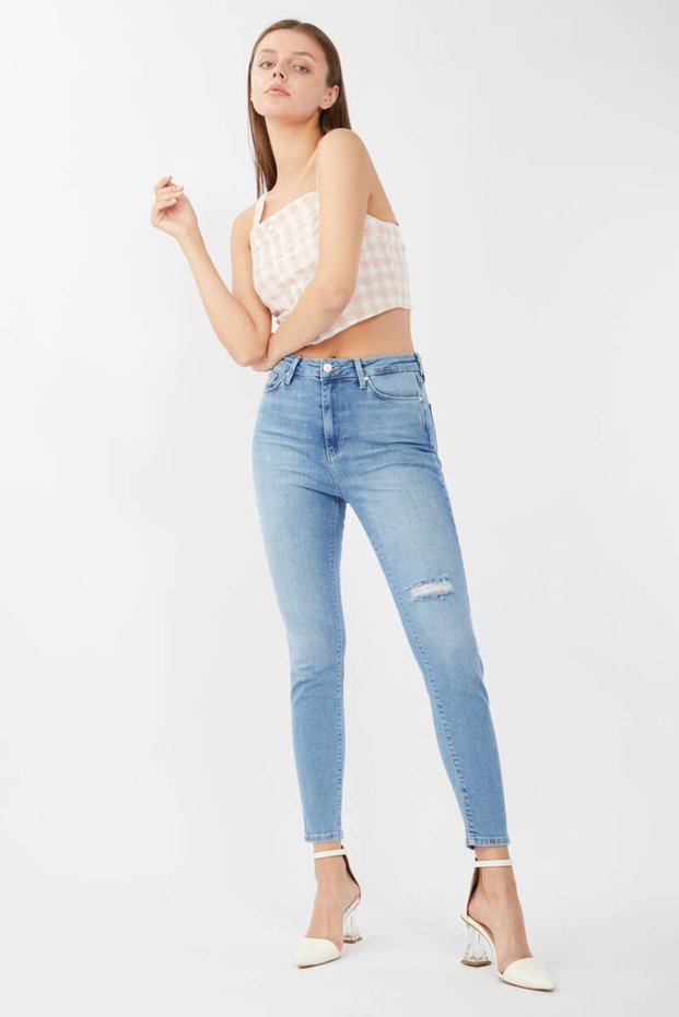 Women's Blue Super Skinny Fit Jean Trousers