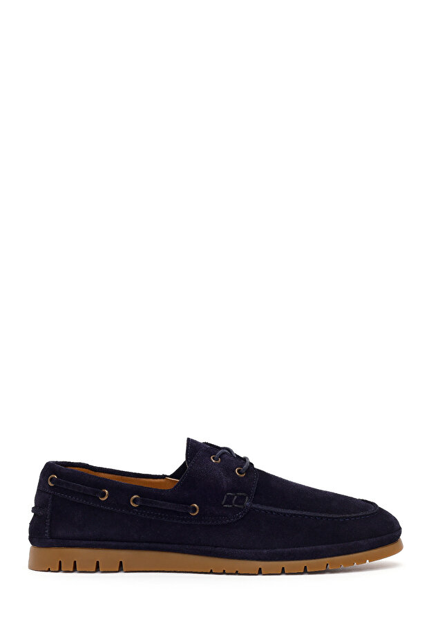 Men's Navy Blue Lace-Up Suede Leather Casual Shoes 26Sfd612610