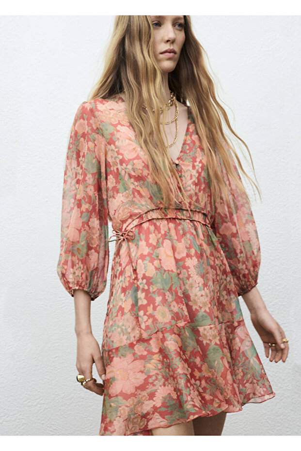 Floral Balloon Sleeve Dress