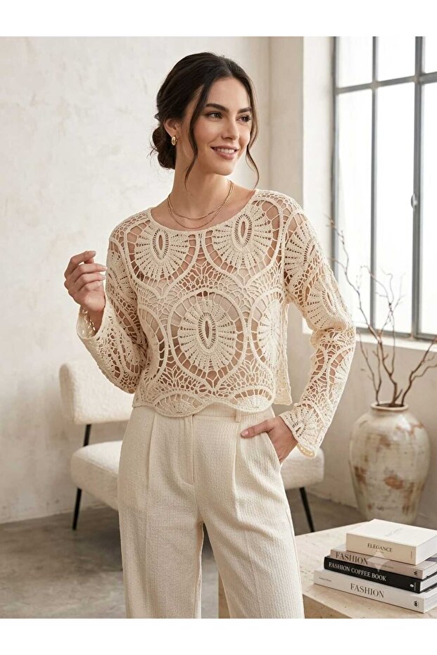 Women's Crochet Standard Size Blouse Crop