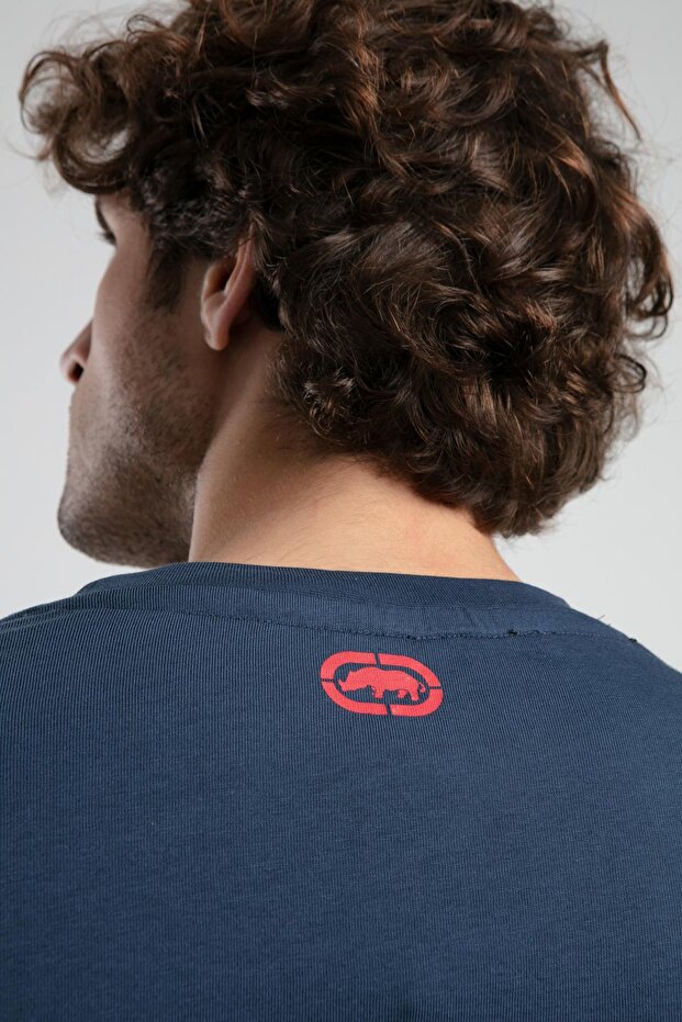 ITHACA Lacivert Bisiklet Yaka Nakışlı Oversize Erkek Tshirt - 6