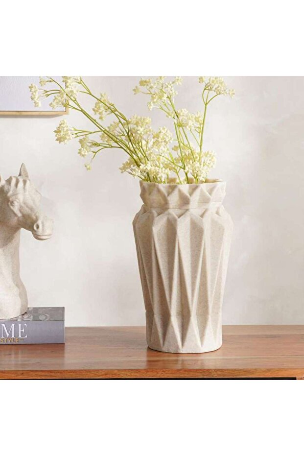 Talia Polyresin Decor Vase 19.5x19.5x32cm - Beige