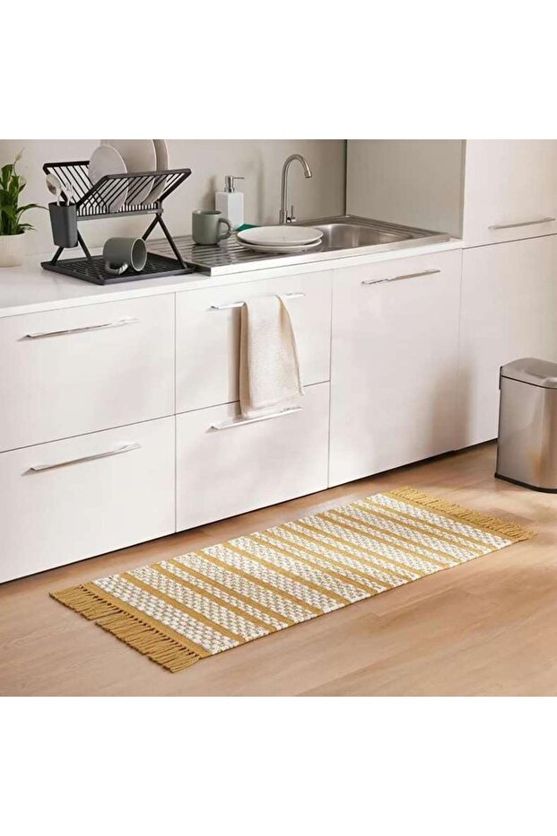 Eileen Recycle Dhurrie With Fringe 60x90cm - Mustard