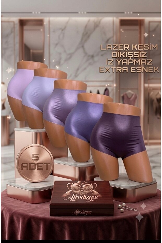 5-Piece Extra High Waist Laser Cut Seamless No Trace Ghost Panties (Extra Flexible and Soft)