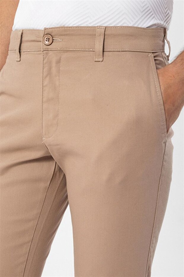 Bej Slim Armürlü Pantolon - 5