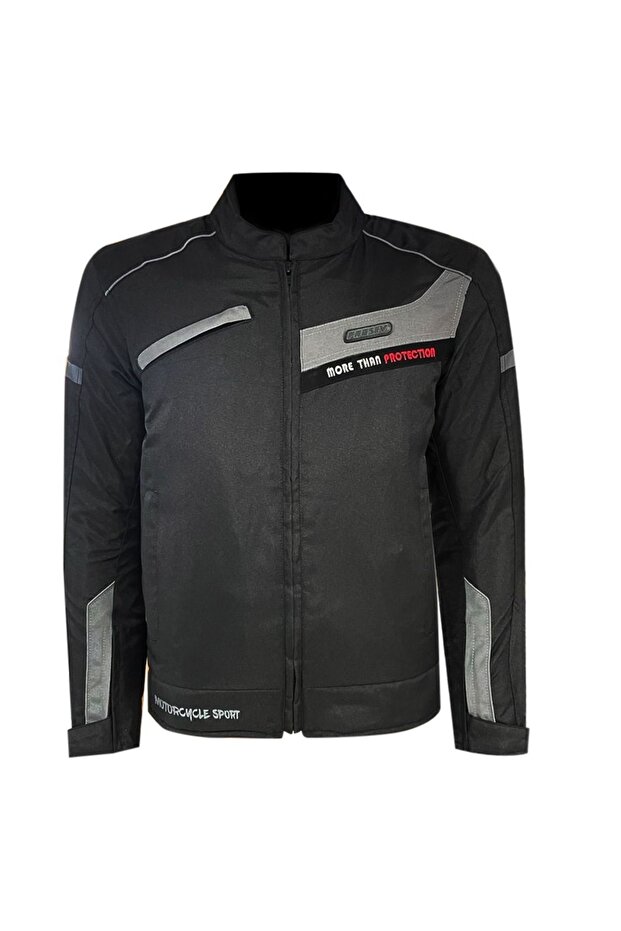 Motorcycle Coat Short 4 Seasons Hörgüçlü Full Protected Maxdura Reinforced Fabric Motor Coat Black