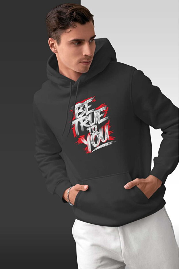 سويت شيرت بقلنسوة كبير الحجم للجنسين من Be True