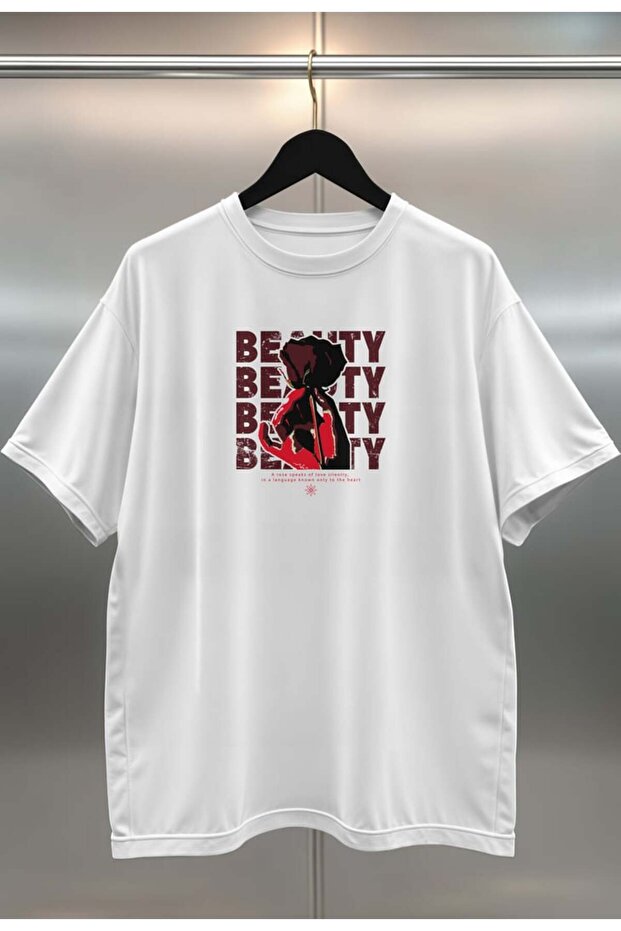Beauty Digital Printing Oversize White Unisex T-Shirt