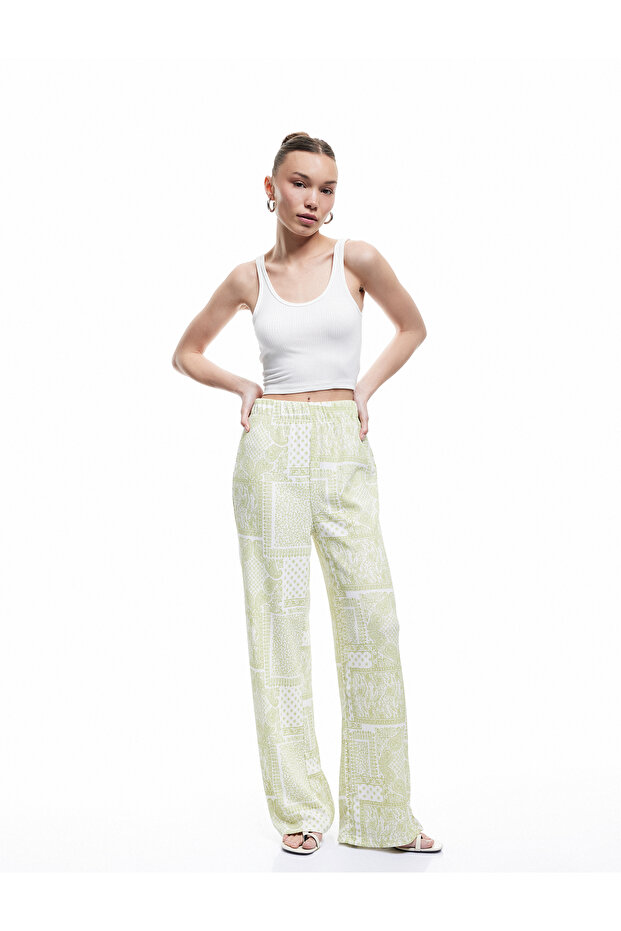 Wide Leg Elastic Waist High Waist Trousers Wrap