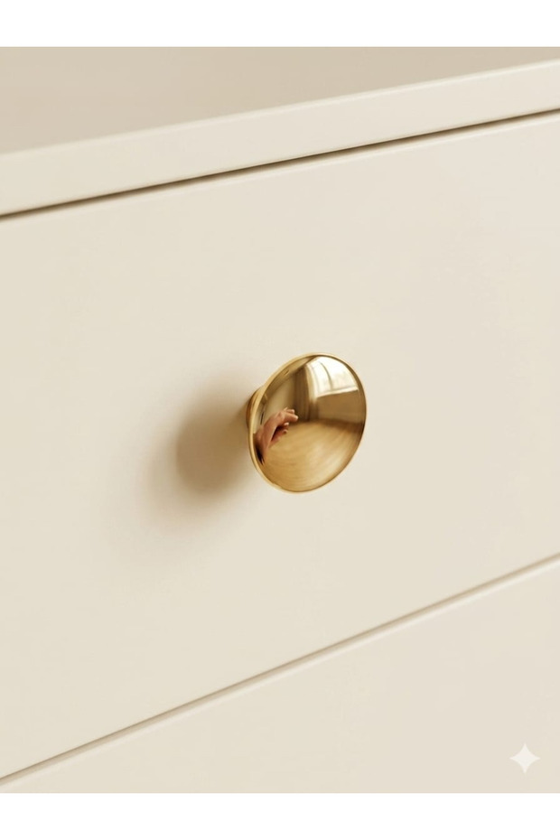 10Pcs-Premium Gold Round Knob Handle - 35Mm-Modern Golden Yellow Heavy Duty Zamak Metal - Luxury Drawer and Cabinet Handle