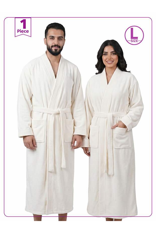 1 Pcs Unisex L Size Kimono Collar 330Gsm Microfiber Quick Absorbent Drying Robe with Belt and Pockets