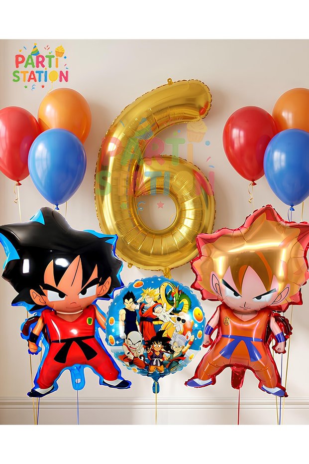 Anime Dragon Ball 6 Years Old Balloon Set Vegeta and Son Goku Balloon Dragon Ball Concept Birthday Balloon Set