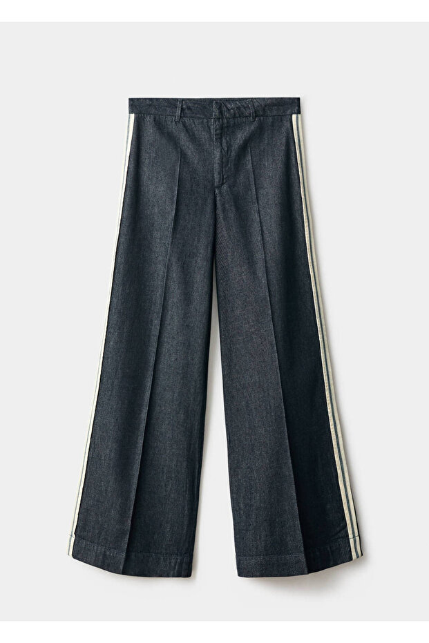 Gestreifte Jeans mit weitem Bein - 3