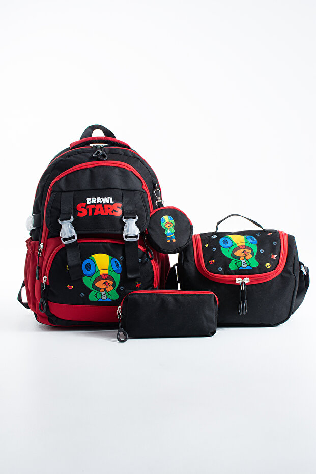 Licensed Primary School Backpack with Neon Character Thermal Lunch Bag
