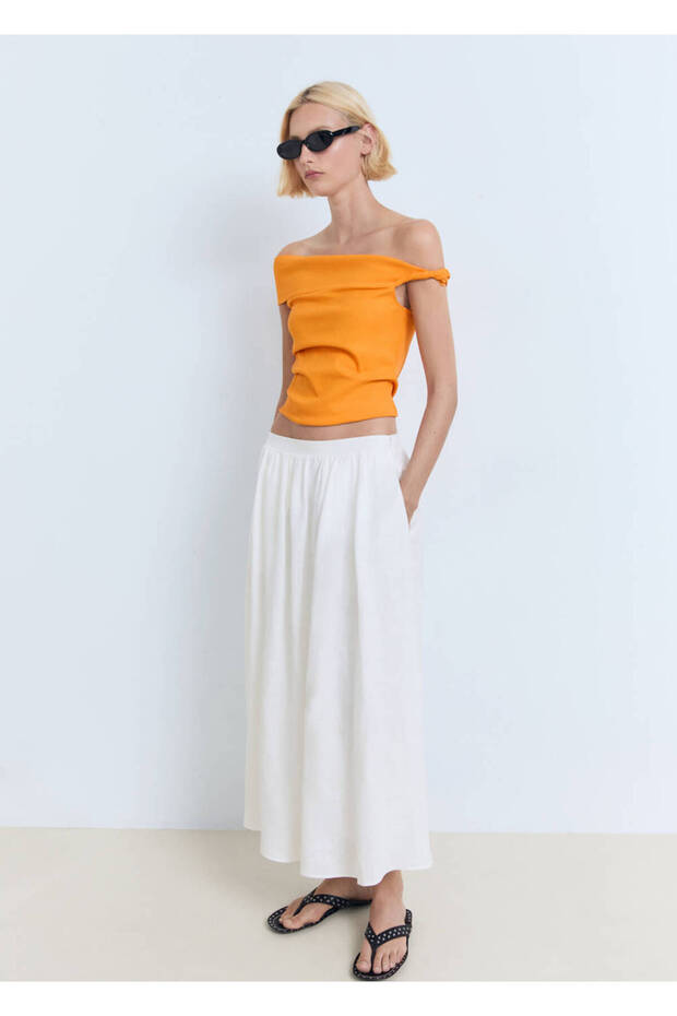 Asymmetrical Strapless Blouse - 2