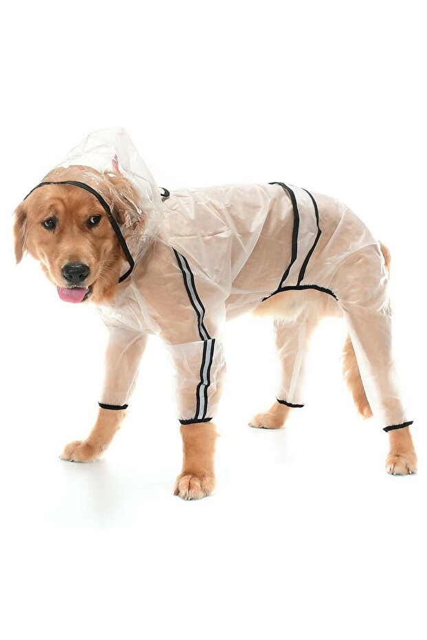 Large Breed Transparent Dog Raincoat with Legs - Rinda