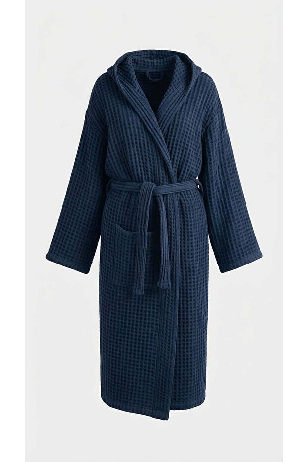 Navy Blue Waffle Bathrobe