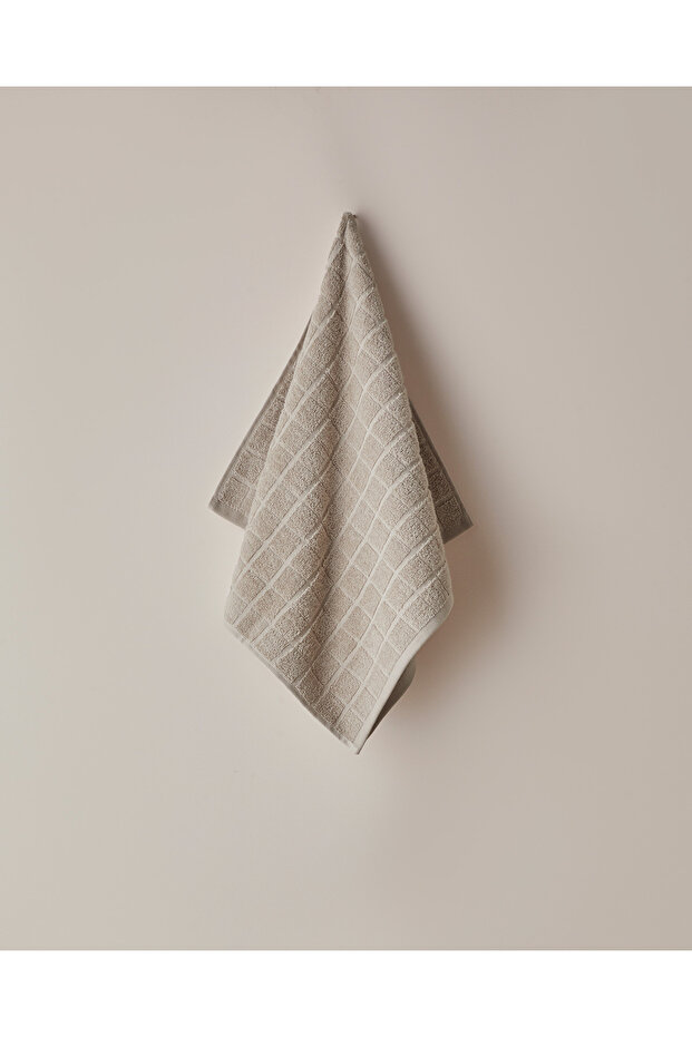 Chequer Cotton Face Towel 50X80 cm Beige