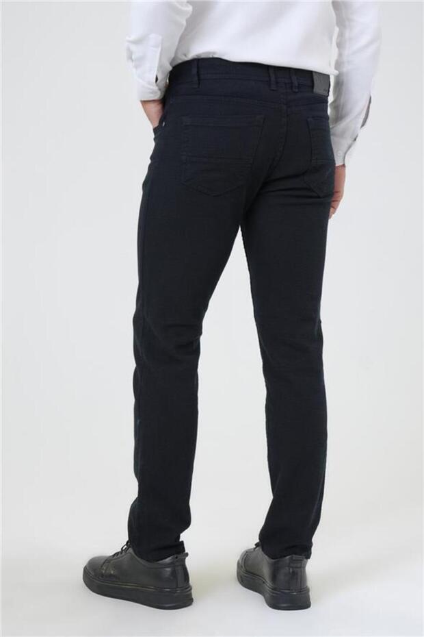 Siyah Slim Armürlü Pantolon - 4