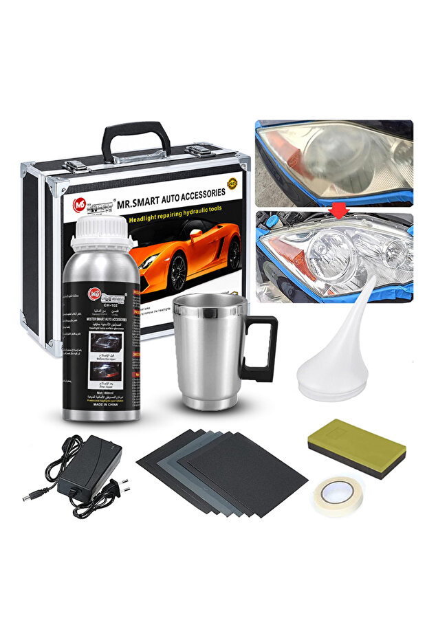 Mr Smart Headlight Restoration Kit, 800ml Refurbishing Solution, Professional Repair Tools
