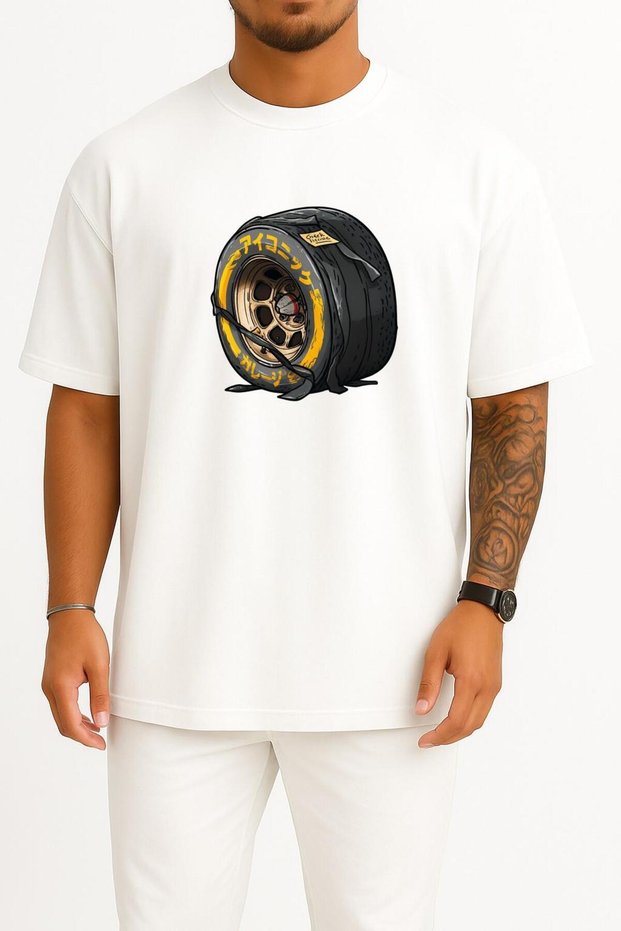 Oversized Check Your Tire Pressure Chest Printed Unisex T-Shirt