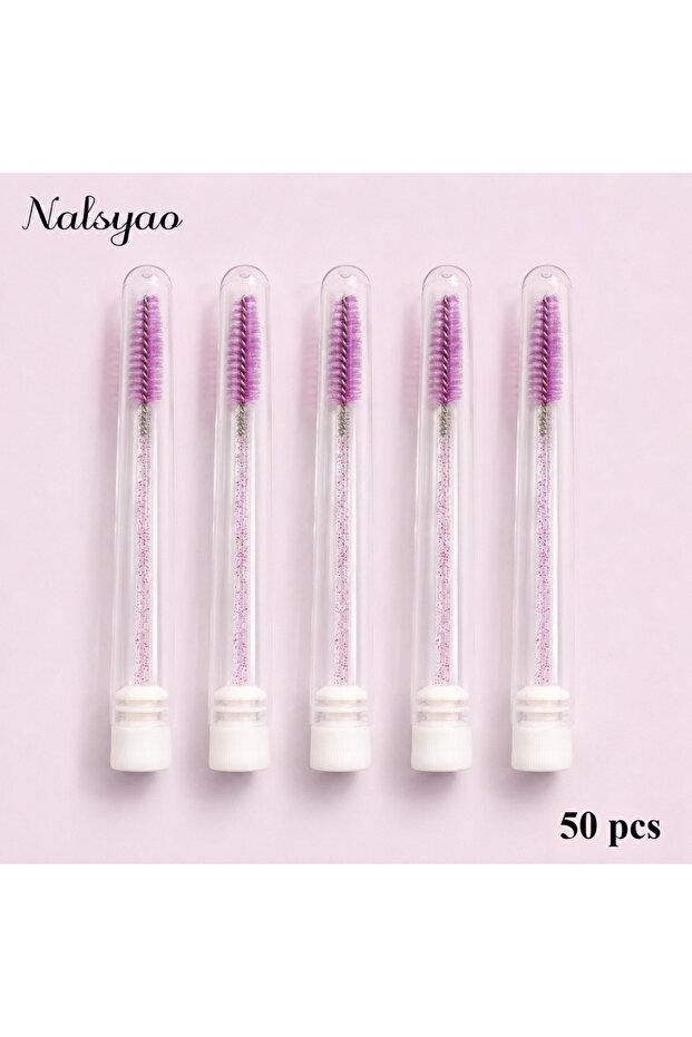 A35-50pcs purple Z Lash Brush Applicators Makeup Tools 50Pcs Eyelash Brush Tubes With Crystal Lash M