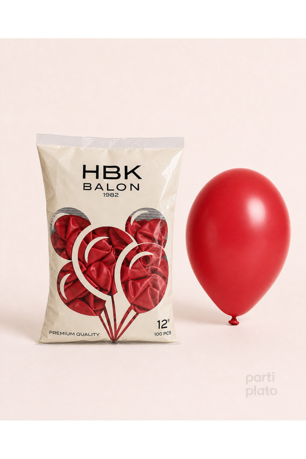 بالون باستيل 12 بوصة HBK أحمر 100 قطعة