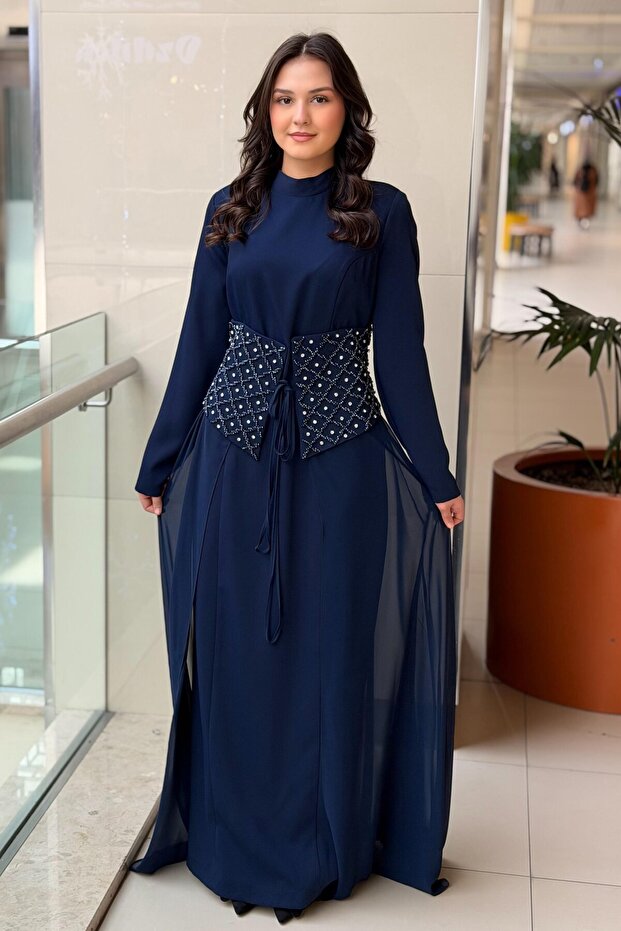 Stone Embellished Wide K Belt I Evening Dress